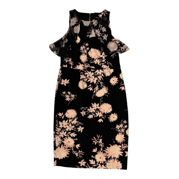 Ivanka Trump Dresses & Skirts - Ivanka Trump Black and Cream Floral Midi Dress Size 10